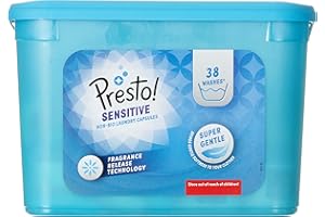 Marque Amazon - Presto! Laundry Capsules Non Bio, Sans parfum, 152 Lavages, 4 lot de 38