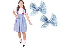 I LOVE FANCY DRESS Ladies Dorothy Fancy Dress Up Costume - School Book Week Adults World Day Kansas Girl Gingham Matching Hair Ties