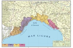 AGENDEPOINT Carta geografica murale regionale Liguria 100x140 bifacciale fisica e politica