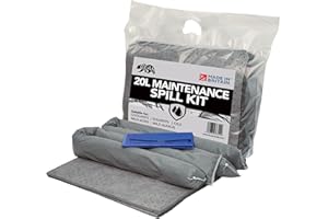BEARTOOLS 20L Spill Kit (Maintenance) UK Manufactured, Grey, Absorbs Non-Aggressive Oil and Water Based Fluids, For Indoor/Outdoor Use to contain General Liquid Spills, On-the-go Bag