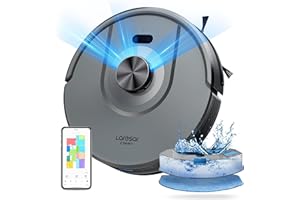 Laresar Clean Mars01 Aspirateur Robot Laveur, Navigation Lidar 360°, Robot Aspirateur Laveur 5000Pa, 5 Cartes Editables, Convient aux Poils d'animaux, Tapis et Sols，App/Alexa/Google Home (Argent)
