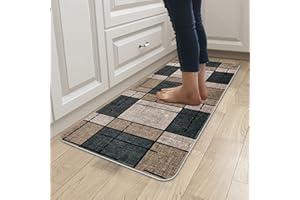 ‎YUGARLIBI Yugarlibi Teppich Läufer Flur rutschfest Waschbar Modern Küchenläufer Dauerhaft Weich Schmutzabweisend Flurläufer für Wohnzimmer Schlafzimmer Innen Outdoor Korridor 60x200cm Hellbraun Kariert