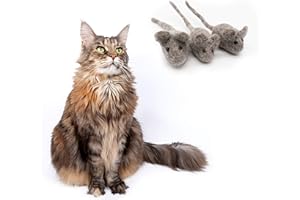 MIMI'S DAUGHTERS Mimis Daughters Three Blind Mice Handmade Natural Wool Mouse Cat Kitten Scratch Chew Toy Set x3