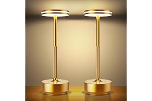 Hapfish lampe de table sans fil LED, 5000mAh 2 PCS Lampe de chevet a batterie rechargeable usb, Lampe de Bureau puissante piles, 3 températures de couleur, pour restaurant interieur/exterieur, IP54