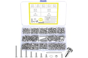 SIGULIKEJI M3 Screws Set, 900 Pcs Nuts and Bolts Set, Hex Socket Head Cap Bolts and Nuts, Hex Socket Button Head Cap Screw and Washers, Round Stainless Steel Machine Screws Assortment(M3)