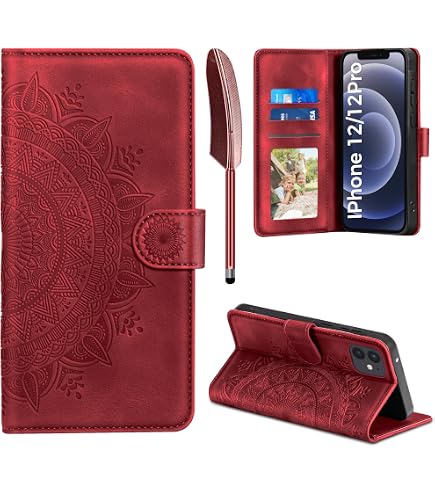 MOBESV Lederhülle Für IPhone 6/6S – Klappcase Mit Kartenfach, Ständerfunktion, Rot