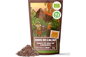 NaturaleBio Granella di Cacao Crudo Biologico da 1 Kg. Bio, Naturale e Puro. Prodotto in Regioni Tropicali dalla Pianta Theobroma Cacao. Fonte di Magnesio, Potassio e Ferro.