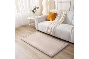 HAKUNA MATTE Koralowy aksamitny dywan do zabawy 150 x 80 x 2,5 cm, beżowy - Dywan z pianki memory o dużej gęstości na podłogę z antypoślizgowym spodem do raczkowania - Certyfikat OEKO-TEX