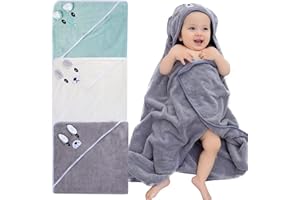 Nizirioo Serviette à Capuche/Cape de Bain, Lot de 3 Sorties de Bain Bébé 80 X 80cm pour 0 à 3 Ans