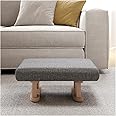 INMOZATA Linen Fabric Footstool Pouffe Stool Low Stool Change Shoe Footrest Wooden Legs for Living Room Bedroom (Grey)