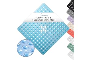 ‎TONIAMO Toniamo Duschmatte rutschfest 53x53 cm | Antirutschmatte Dusche quadratisch | Rutschmatte Dusche antibakteriell & maschinenfest | Duscheinlage rutschfest BPA-frei | Blau