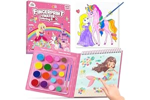 ZMLM Pintura de Dedos Lavable y Pintura con Libros de Agua para Niños, Divertidos Kit de Pinturas de Dedos y Acuarela Princesa Temas No Tóxico para Educación Preescolar Regalos de Cumpleaños Pintar