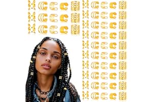 BOHUIZ 80 PCS Gold Dreadlock Beads Locs Accessories, Jewelry for Braids, Hair Dreadlock Accessory Braid, Adjustable Cuffs Braiding Hair Rings for Dreadlocks Accessory for Men Women(Gold)