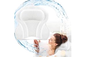XFLYP Bath Pillow, 4D Ergonomic Bathtub Spa Pillow with Air Mesh Technology with 6 Powerful Suction Cups for Head, Shoulder, Neck and Back Support Fits All Bathtub, Hot Tub and Home Spa