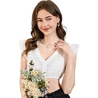 Dirndlbluse Damen Mit V-Ausschnitt & Flügelärmeln – Weiß/schwarz, Aus Baumwolle, Für Oktoberfest & Sommer