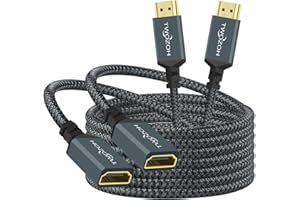 Twozoh Przedłużacz HDMI 5M 2-pak, 4K Męski Na Żeński, Nylonowy Pleciony Adapter Kabla 2.0 Obsługuje 4K 60Hz 3D HDR
