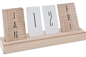 MIK FUNSHOPPING Calendrier perpétuel cubique - Calendrier de table en bois - Calendrier permanent pour la maison, le bureau - Décoration de table (moderne naturel/blanc)