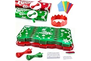 POPOYU Lot de 30 crackers de Noël, Fabriquez vos propres crackers de Noël, Ensemble de crackers de Noël à faire soi-même en vrac, Crackers de Noël vides avec cartes de devinettes à chapeaux pour le