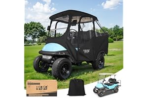 ‎10L0L 10L0L Golfwagenzaun für 4 Passagiere Club Car Precedent – 145 Zoll anpassbares Dach, transparente wasserdichte Führungsabdeckung mit seitlichen Sicherheitsöffnungen, schwarz – passend für 4