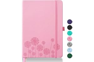 Qefuna Notebook-Tagebuch für Frauen, Notizbuch A5 Leder Journaling Notebooks für die Arbeit, 200 Seiten Reisetagebuch für Frauen Männer mit Stifthalter und Farbband, 5.78"×8.34"(Rosa)
