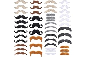 DIVINA VITAE 48 Stück Schnurrbart zum Ankleben Selbstklebend Bärte, Falscher Kleben Schnauzer, Fake Party Bart, für Kostümpartys, Halloween, Weihnachten, Mottopartys