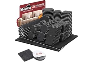 ‎YELANON Yelanon Filzgleiter Selbstklebend 182 Stück Schwarz Rund Für Stühle Möbel - Stuhlbein-Filzgleiter, Möbelfilz, Parkettschoner, Filzfüße