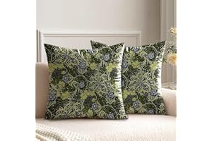 HUASHUZI Poszewki na poduszki William Morris 45 x 45 cm, morskie trawy, dwustronny wzór, poszewki na poduszki, zestaw 2 sztuki, dekoracja domu na sofę, ławkę, kanapę