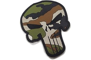 SENZAMA Toppa in Nylon velcrata a strappo hook and loop Patch Misura 8.5 cm x 7 cm Teschio Punisher Vegetato