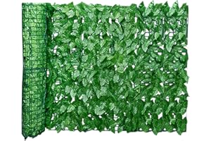 GoldCister Artificial Leaf Screening, Expanding Trellis Fence Roll With Ivy Leaves, UV Fade Protected Privacy Hedging Wall Landscaping Garden Fence Balcony Screen 3(L) X0.5(W) m