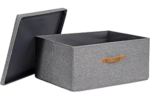 LOVE !T STORE !T Love it Store it Premium pudełko do przechowywania z pokrywką, wykonane z wysokiej jakości materiału, bardzo duże i stabilne, szare, 54 x 40 x 25 cm