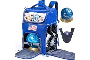 VIGEGARI Bowlingball-Rucksack für Einzelball – Bowlingball-Rucksack mit gepolstertem Ballhalter mit Mikrofaser-Bowlingball & Spinner/Bowlingball-Becher – passend für Bowlingschuhe, Bowling-Zubehör