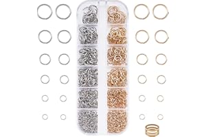 UNICRAFTALE Environ 930 pièces 12 Tailles Anneaux de Saut Ouverts 2 Couleurs Anneaux de connecteur en Acier Inoxydable Anneau de Saut en métal connecteurs de Bijoux pour la Fabrication de Bijoux