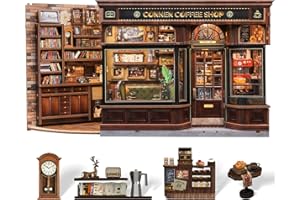 CUTEBEE Book Nook Kit - DIY Retro Miniature Madera House Modelbouw, Puzzle 3D café Casa de Muñecas, Familiares y Amigos (Corner Coffee Shop)