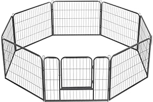 Costoffs 8 Panel Pet Playpen Foldable Puppy Playpen Metal Heavy Duty Dog Pen for Cat Rabbit Indoor/Outdoor 60cm High