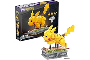 MEGA Pokémon Pikachu en Movimiento, Figura de 1095 Bloques de construcción Edad Recomendada + 12 años. para Fans y Adultos. (Mattel HGC23)