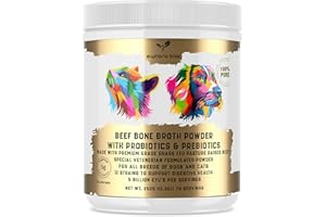 EUPHORIA BLISS Beef Bone Broth Probiotic & Prebiotic | For Dogs & Cats with Sensitive Digestion | Gut Health, Hip & Joint, All Ages & Breeds | High in Type II Collagen, Fibre & Essential Minerals | 70 Servings 350g