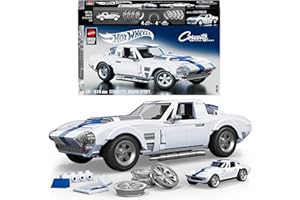 Mattel Brick Shop Klocki Hot Wheels Corvette Grand Sport Samochód do zbudowania, 918 elementów, zestaw konstrukcyjny dla dorosłych kolekcjonerów i zabawka dla dzieci od 10 roku życia, JGR31