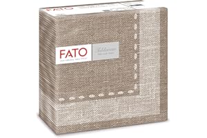 FATO - Tovaglioli in Carta a secco, Airlaid, Effetto Tessuto, Confezione da 50 tovaglioli, Formato 40x40 piegato in 4, Decoro Cachemire Caffe