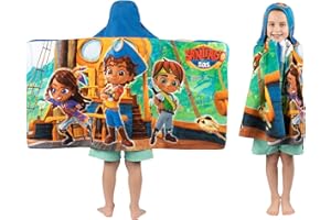 Franco Kids Bath and Beach Soft Cotton Terry Hooded Towel Wrap, 24 in x 50 in, Santiago of The Seas