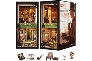 Cutefun Book Nook Kit - Casa delle bambole in miniatura 3D, in legno, per libreria, con inserto per libreria, modello di costruzione, kit regalo creativo con LED (Rose Detective Agency)