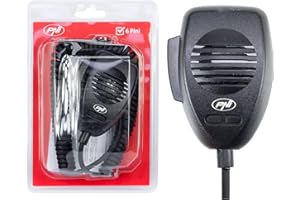 PNI Microphone CDS06 Type à condensateur 6 Broches pour Radio CB, Compatible avec Radio CB President, Midland, Albrecht