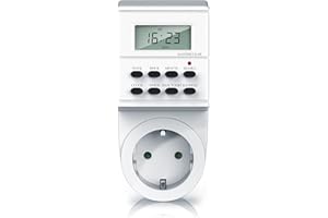 ‎CSL-COMPUTER Digitale Zeitschaltuhr - Timer mit 1,5 Zoll LCD-Display - 3680W Steckdosenschalter - 8 on Off Programme - Zufallsschaltung - 12 24h-Modus - integrierter Berührungsschutz - Steckdose - Weiß