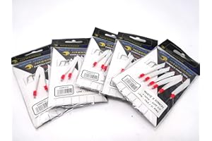 HAWKRIDGE MARINE RIG PRO SERIES - WHITE X RIBBON 5 Packs of Single Type Commercial Quality Sea Feather Lure Fishing Rigs - Ideal for Sea Boat Shore for Mackerel, Herring, Bass & Cod UK SELLER