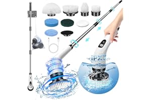 SUPRBEE Cepillo Electrico Limpieza Hogar, Cepillo Limpieza Hogar con 8 Cabezales Reemplazables y Impermeable IPX7, Fregadora Giratoria Eléctrica, Cepillo para Limpieza del Hogar, Baño,Suelos,Bañera