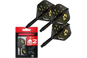 Target Darts K-Flex Bolide Dart-flygningar och axlar, No.2/No.6 | Paket med 3 Kflex-integrerat flyg- och axelsystem, allt i ett gjuten stam – kort/mellan/medium