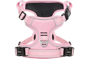 HEELE Hundegeschirr ohne Zug, Brustgeschirr für kleine Hund, einstellbares reflektierendes Hunde Geschirr, atmungsaktive Hundegeschirre mit gepolstertem Griff, No-Pull Dog Harness, Hellrosa, S
