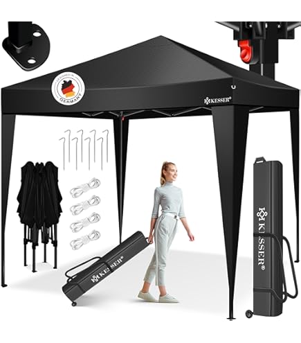 Set van 2 zijwanden voor paviljoen met ramen en rits, polyester, groen