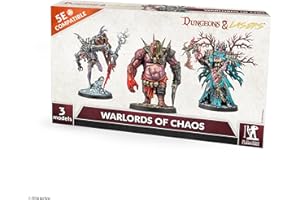 Dungeons & Lasers Warlords of Chaos Miniatures Set - 3 Large Models with Scenic Bases for use with DND and 5E Compatible RPG Games - Unpainted and Unassembled