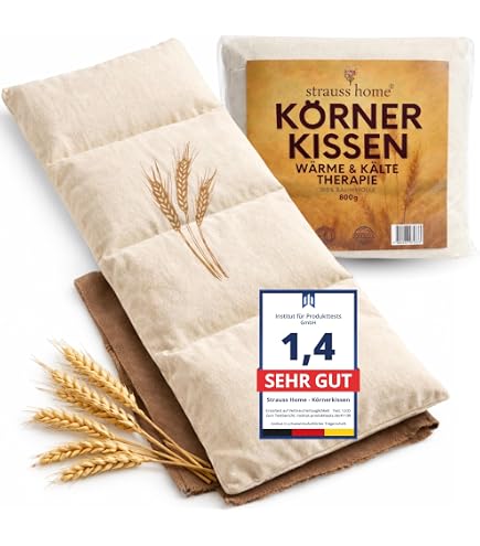 Cuscino Termico Strauss Home Ai Grani Di Grano – 20x50 Cm – Riscalda In Microonde O Raffredda In Freezer Per Collo, Spalle E Schiena