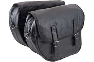 AMAS The Best COPPIA BORSE BISACCE LATERALI NEVADA IN MORBIDA VERA PELLE - CAFE' RACER CUSTOM VINTAGE